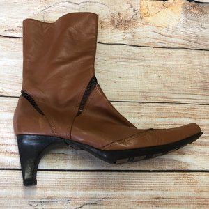 Debut Women's Brown Leather Mid Calf Boots Size 9